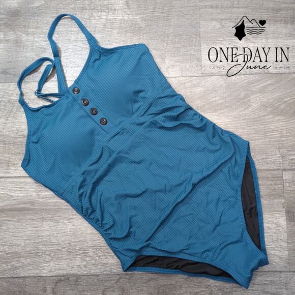 Summer Mae Maternity Ribbed One Piece Swimsuit Size S - Picture 2 of 6